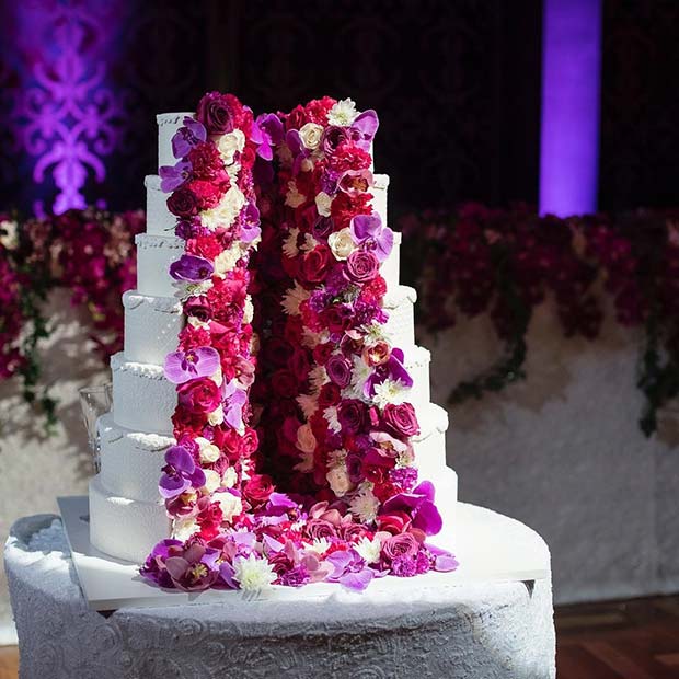 Unique Floral Split Cake for Summer Wedding Cakes 