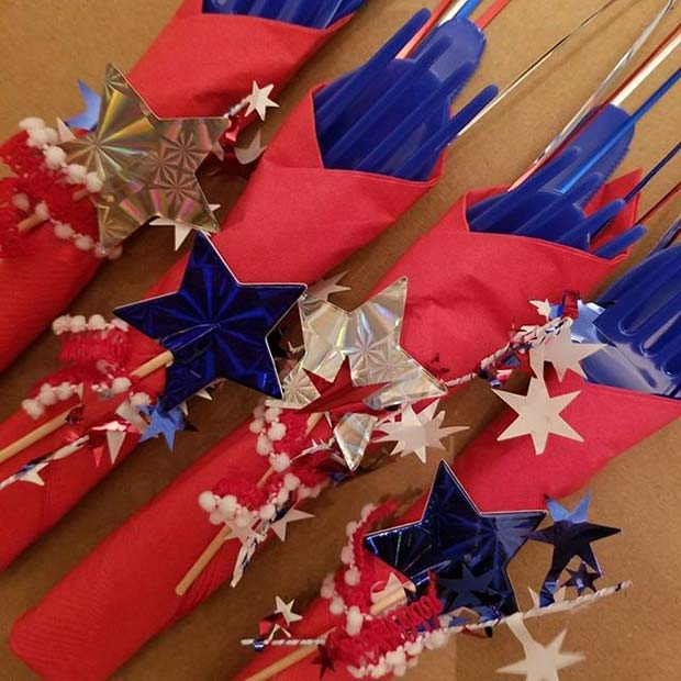 Red, White, Blue and Stars Cutlery for 4th of July Party Ideas 