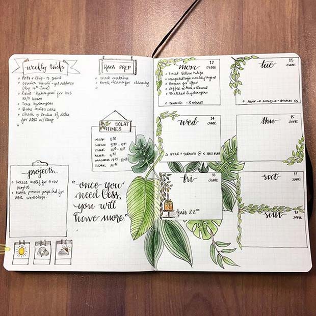 Creative Tasks Page for Bullet Journal Ideas