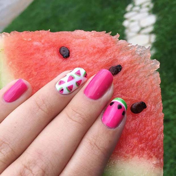 Watermelon Nail Art Design for Summer Nails Idea