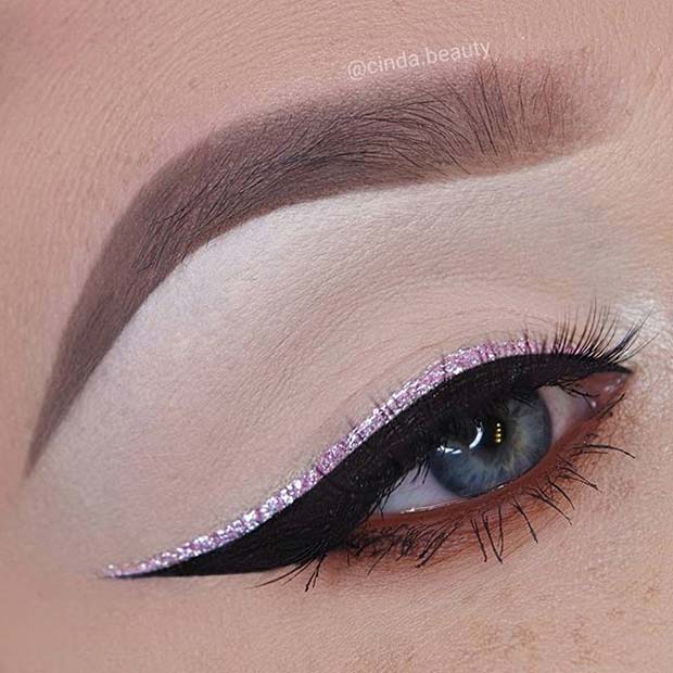 Pink Glitter Winged Liner 
