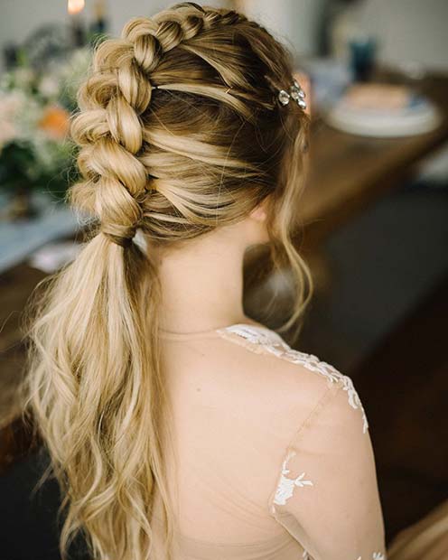 Braid into a Ponytail Formal Hairstyle