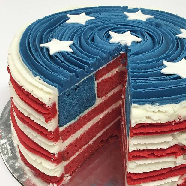 Stars and Stripes Flag Cake for 4th of July Party Idea 