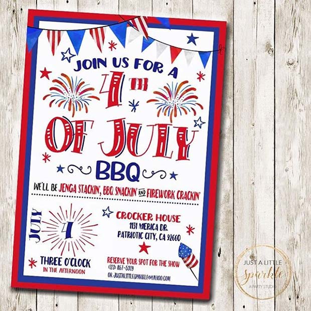 4th of July Invitation for 4th of July Party Ideas 