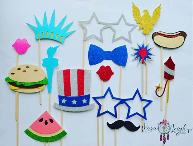 America Themed Photo Booth Props for 4th of July Party Idea