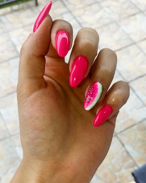 Watermelon Accent Nail for Summer Nails Idea