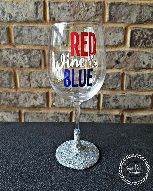 Red Wine and Blue Glasses for 4th of July Party Ideas 