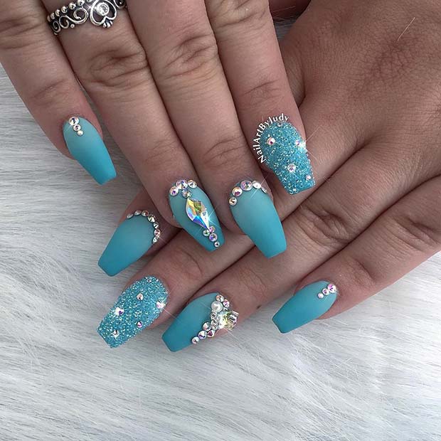 Sparkly Blue Nails for Summer Nails Idea