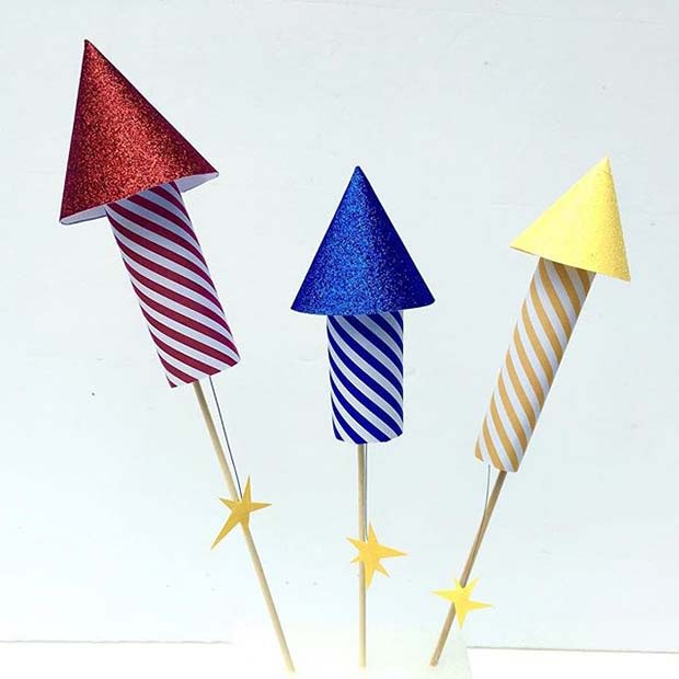 4th of July Rocket Firework Cake Topper for a 4th of July Party Idea 