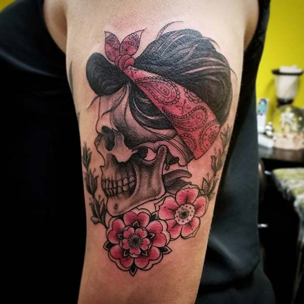 Rockabilly Skull for Badass Tattoo Idea for Women