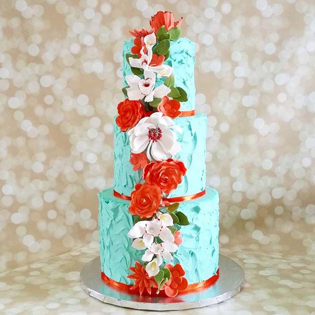 Tropical Blue Cake for Summer Wedding Cakes 
