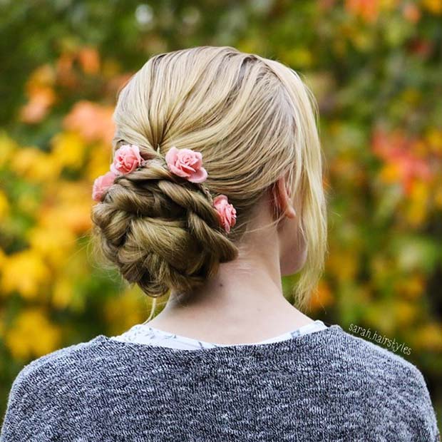 Floral Bun for Bridesmaid Hair Ideas 