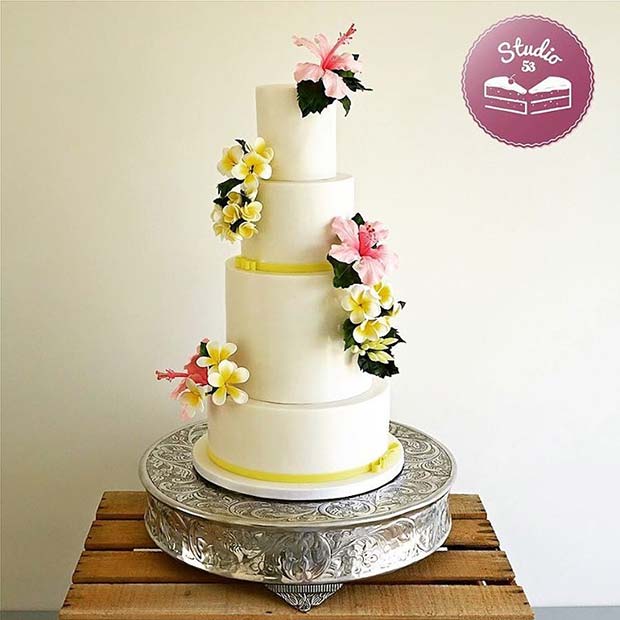 Tropical Flower Cake for Summer Wedding Cakes