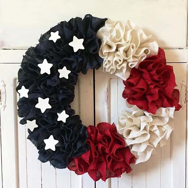 Stars and Stripes Decorative Wreath for 4th of July Party Ideas 