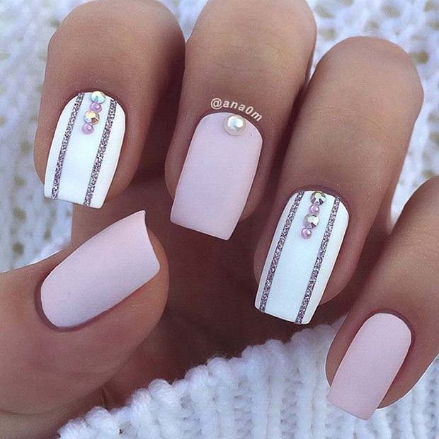 White Accent Nails for Elegant Nail Designs for Short Nails