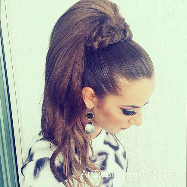 Glamorous High Ponytail with Braided Wrap for Elegant Ponytail Hairstyles 