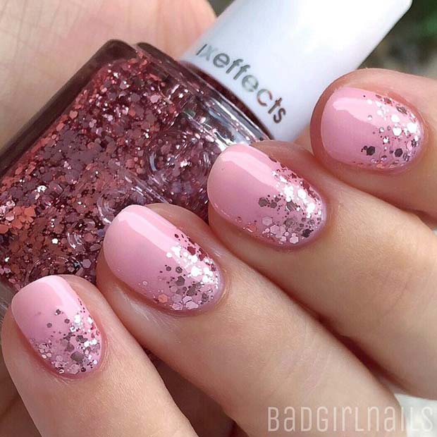 Light Pink and Glitter for Elegant Nail Designs for Short Nails