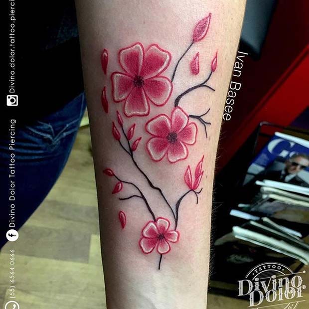Bold Pink Flower Tattoo for Flower Tattoo Ideas for Women 