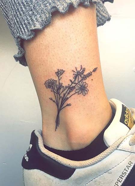  Floral Ankle Tattoo for Flower Tattoo Ideas for Women 