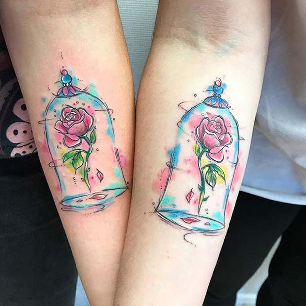 Beauty and the Beast Enchanted Rose for Small Disney Tattoo Ideas