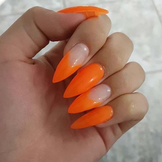 Vibrant Orange Pointy Nails for Summer