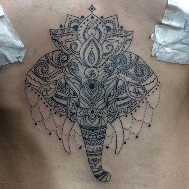 Elephant Sternum Tattoo for Elephant Tattoo Ideas