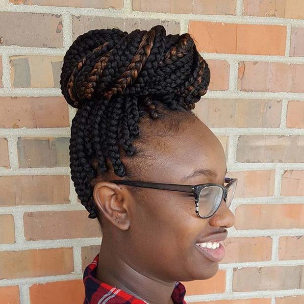 Box Braid Bun for Summer Protective Styles for Black Women