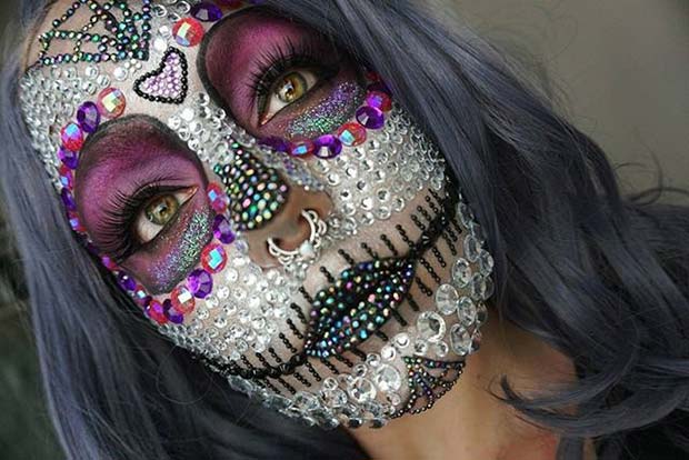 Crystal Skull Design for Creative DIY Halloween Makeup Ideas