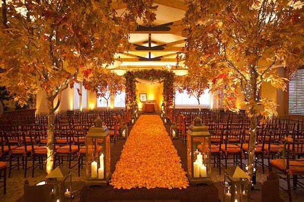 Fall Leaf Aisle Decor for Fall Wedding Ideas 