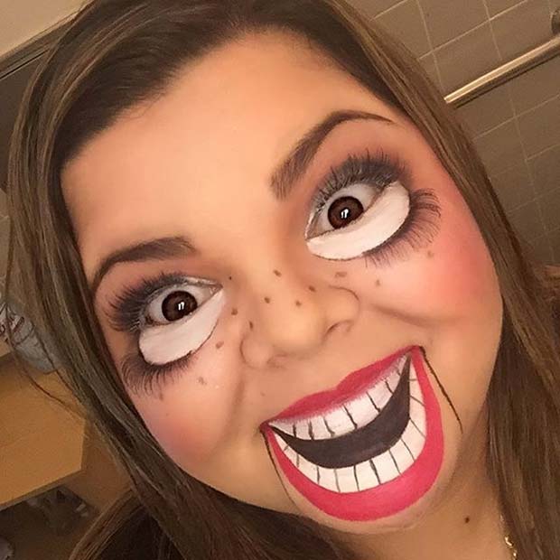 Ventriloquist Dummy Makeup for Creative DIY Halloween Makeup Ideas