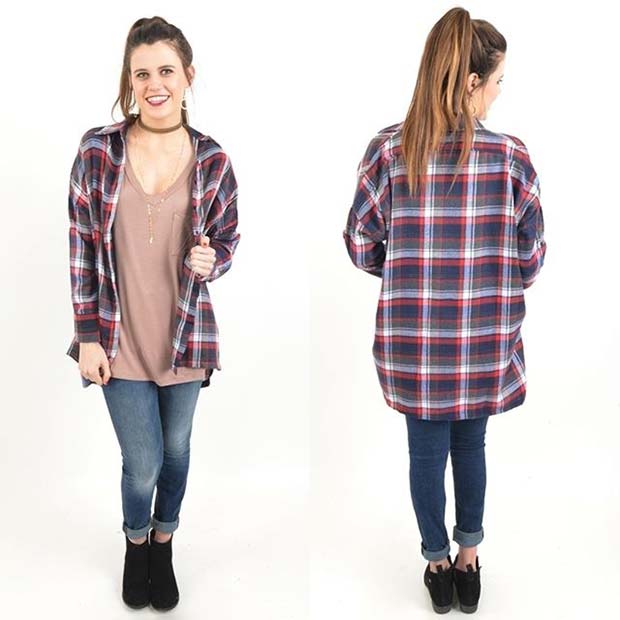 Over-sized Flannel for Flannel Outfit Ideas for Fall