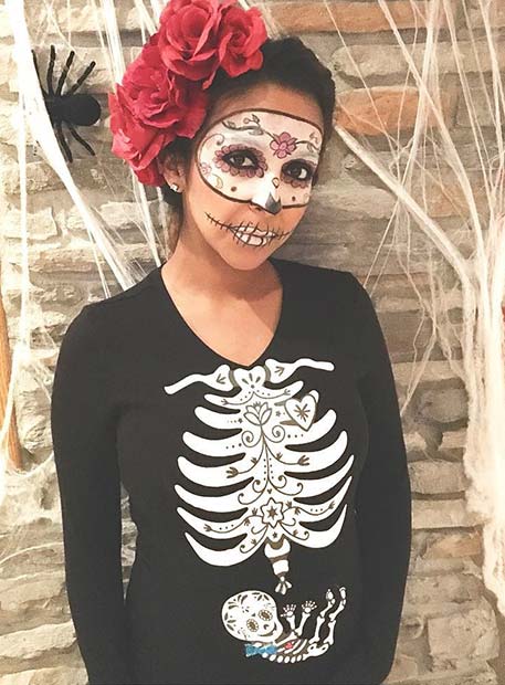 Day of the Dead Skeleton for Halloween Costumes for Pregnant Women