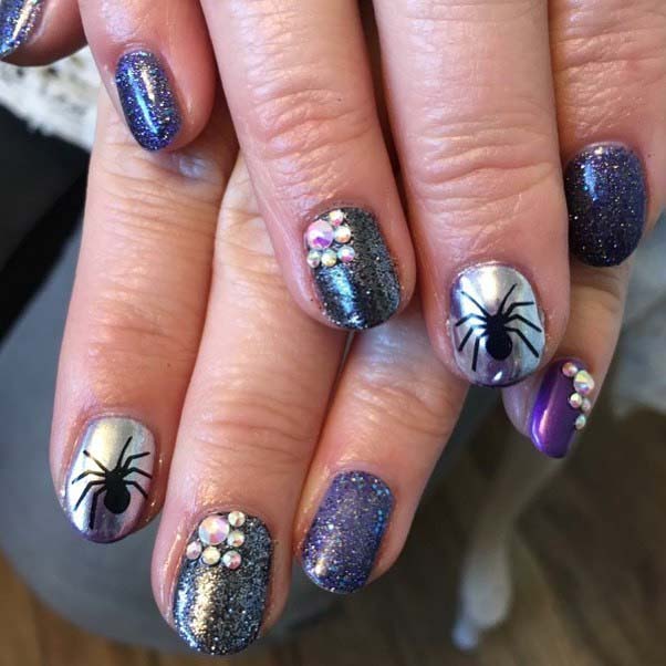 Spider Accent Nail Design for Halloween Nail Designs 