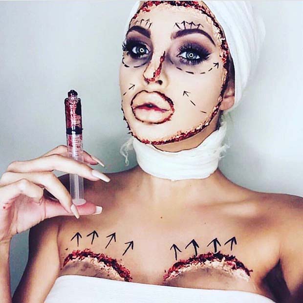 Plastic Surgery Halloween Makeup Idea