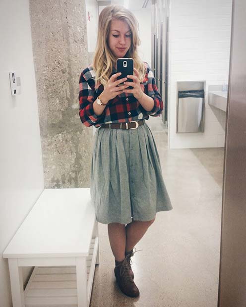 Cute Flannel Shirt and Skirt for Flannel Outfit Ideas for Fall