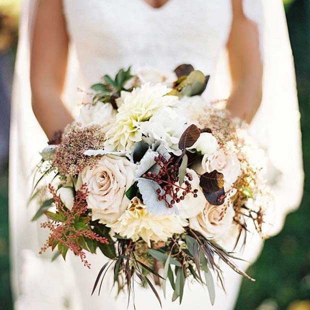 Light Fall Bridal Bouquet Idea for Fall Wedding Ideas 