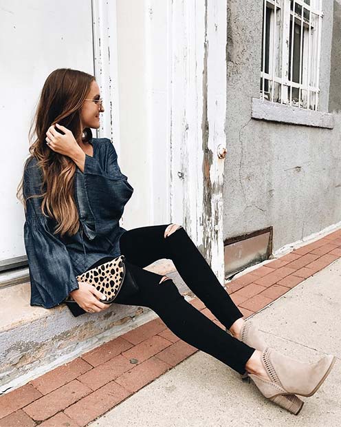 Statement Top and Jeans for Cute Fall 2017 Outfit Ideas