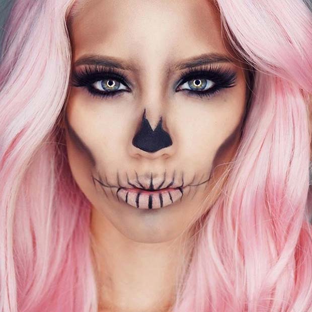 Simple Halloween Skull for Creepy Halloween Makeup Ideas 