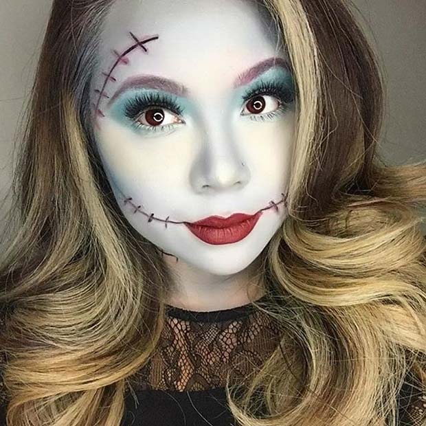 Nightmare Before Christmas Sally for Easy Halloween Makeup Ideas