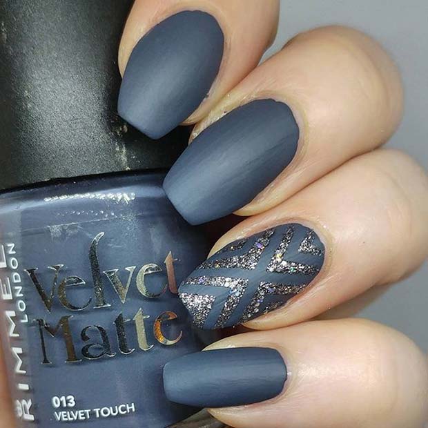 Matte and Glitter for Matte Nail Designs for Fall 