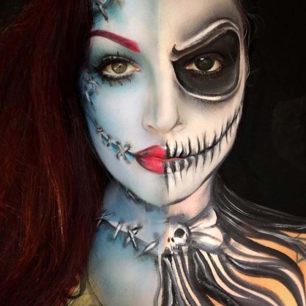 Jack and Sally for Creepy Halloween Makeup Ideas