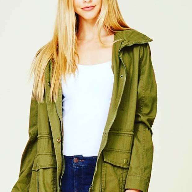 Cute Green Jacket for Cute Fall 2017 Outfit Ideas