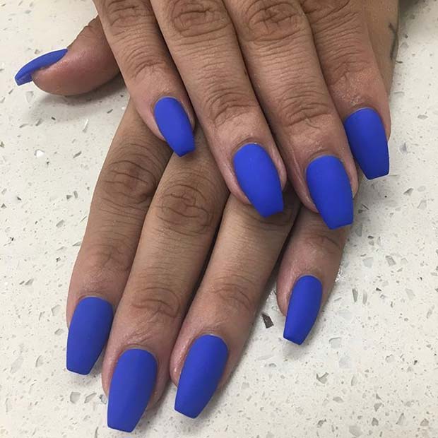 Bold Blue Nails for Matte Nail Designs for Fall 