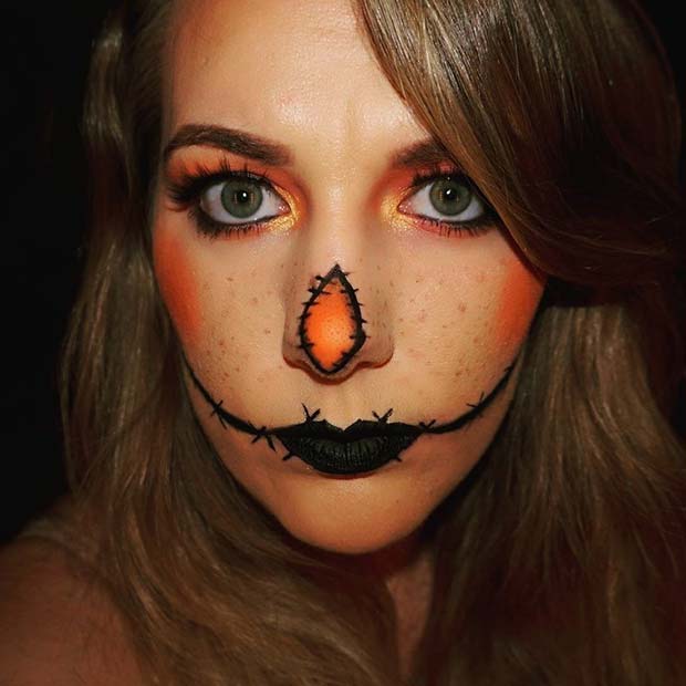 Spooky Scarecrow for Easy, Last-Minute Halloween Makeup Looks