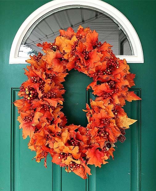 Fall Leaf Wreath for Fall Home Decor Idea