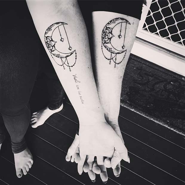 Matching Moon Tattoos for Popular Mother Daughter Tattoos