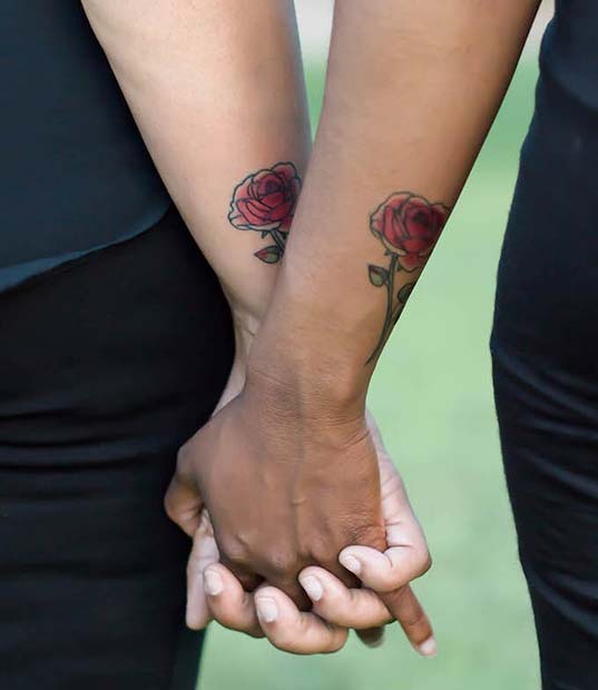 Matching Rose Tattoos for Popular Mother Daughter Tattoos