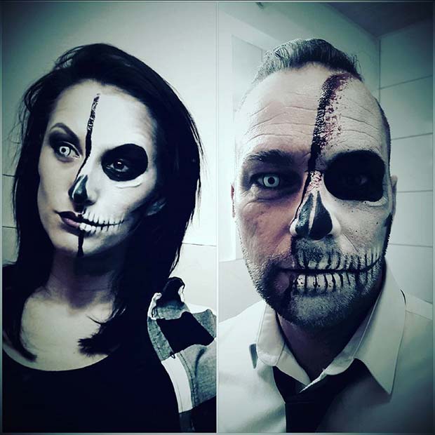 Skeleton Faces for Scary Halloween Costume Ideas for Couples