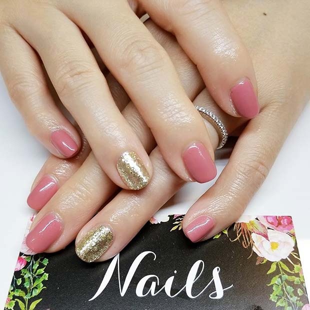 Pink and Glitter Nails for Simple Yet Eye-Catching Nail Designs