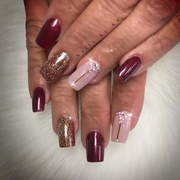 Sparkly Fall Nails for Fall Nail Design Ideas